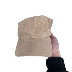 beige suede baseball cap